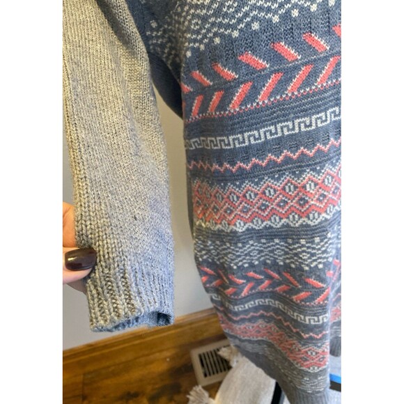 Charming Charlie Sweater Dress Sz Large Crew Neck Fair Isle Type Design Front - Picture 3 of 11